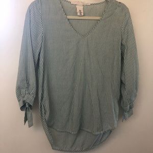 white & green striped top
